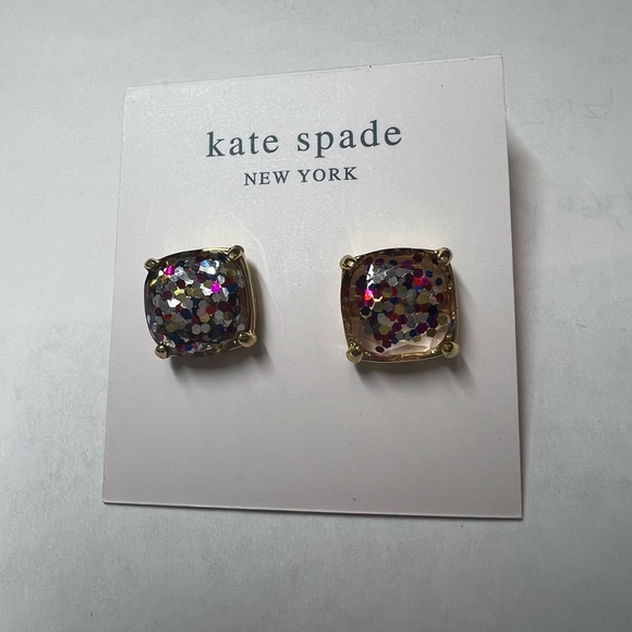 New Kate Spade Glitter Crystal Square Stud Earrings - Picture 1 of 3